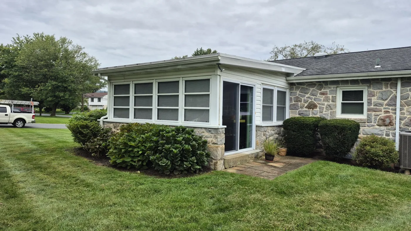Sunroom windows and exterior siding