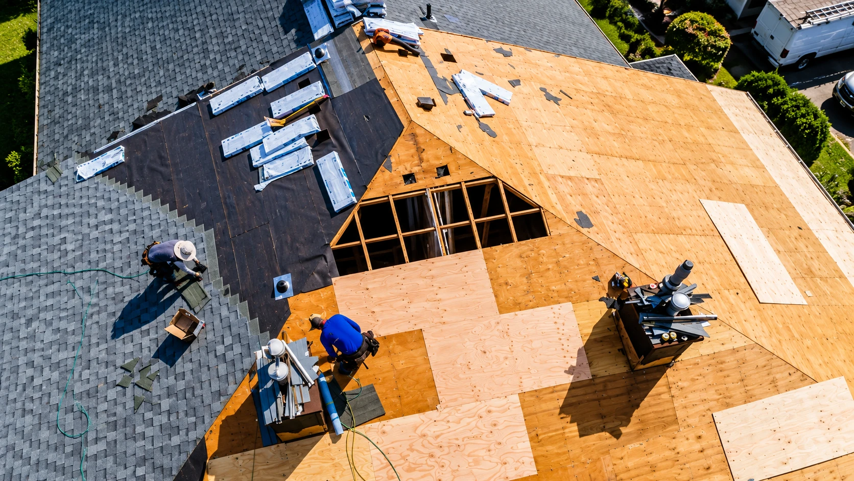 New asphalt-shingle roof installation in progress on a New Jersey home