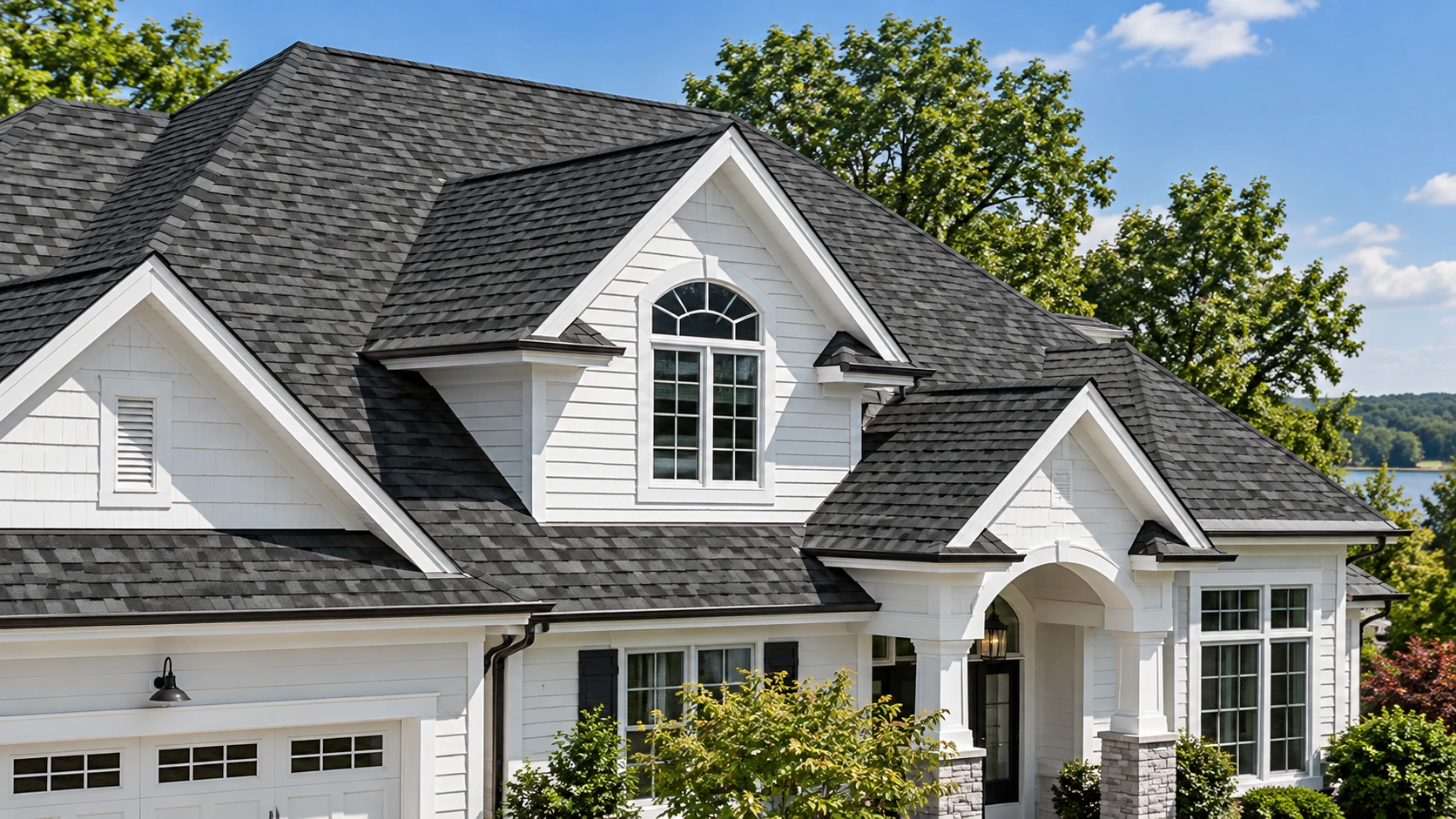 New asphalt-shingle roof on a residential New Jersey home